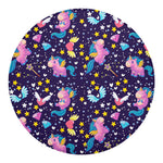 Cute Night Star Unicorn Pattern Print Round Blanket