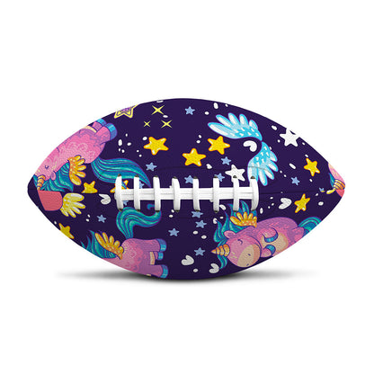 Cute Night Star Unicorn Pattern Print Rugby Ball