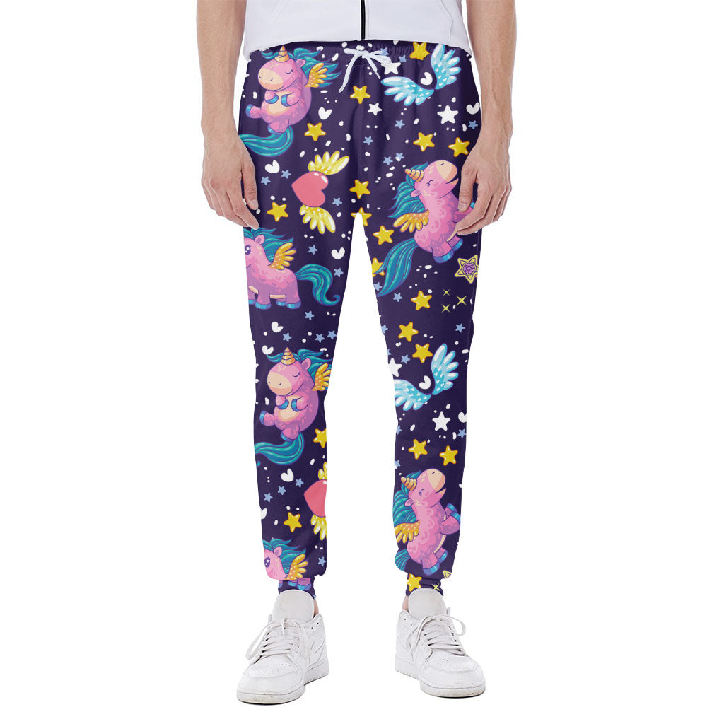 Cute Night Star Unicorn Pattern Print Scuba Joggers