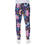 Cute Night Star Unicorn Pattern Print Scuba Joggers