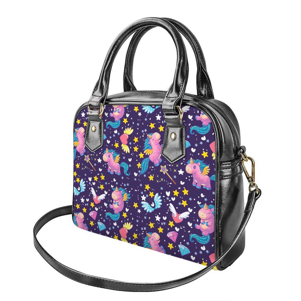 Cute Night Star Unicorn Pattern Print Shoulder Handbag