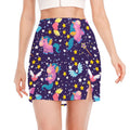 Cute Night Star Unicorn Pattern Print Side Slit Mini Skirt