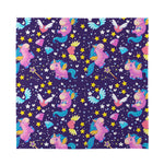 Cute Night Star Unicorn Pattern Print Silk Bandana