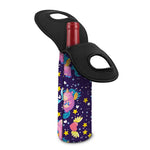 Cute Night Star Unicorn Pattern Print Single Neoprene Wine Tote