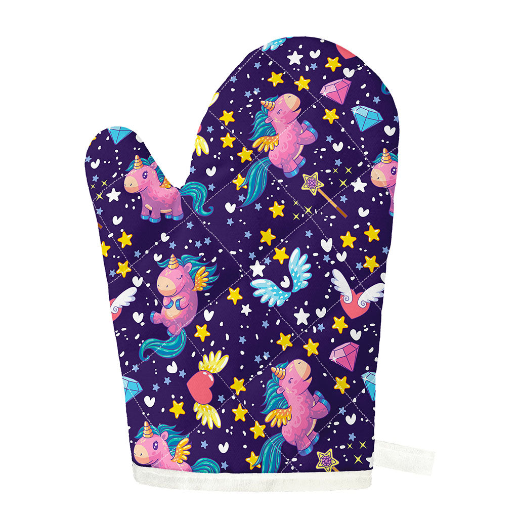 Cute Night Star Unicorn Pattern Print Single Oven Mitt