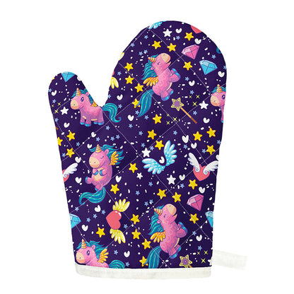 Cute Night Star Unicorn Pattern Print Single Oven Mitt