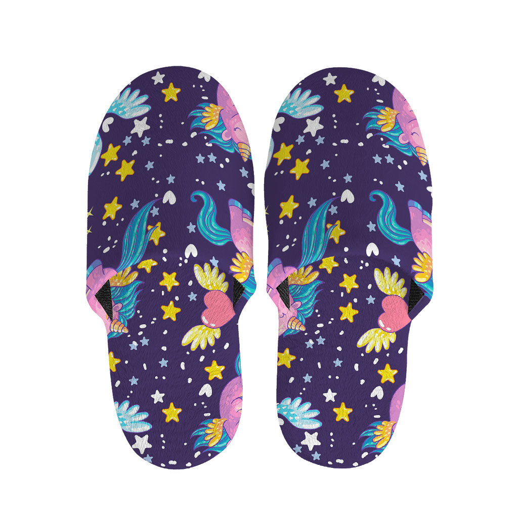 Cute Night Star Unicorn Pattern Print Slippers