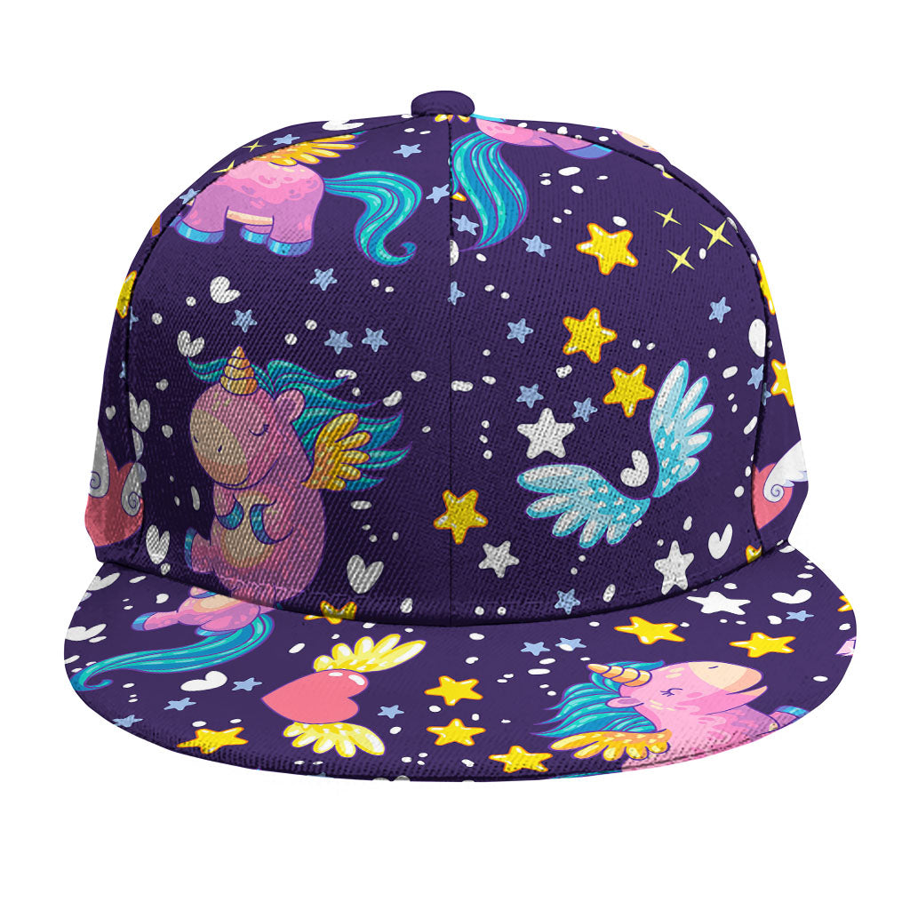 Cute Night Star Unicorn Pattern Print Snapback Cap