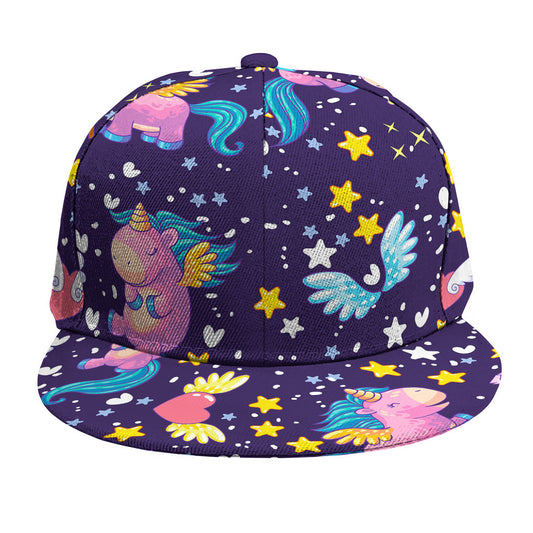 Cute Night Star Unicorn Pattern Print Snapback Cap