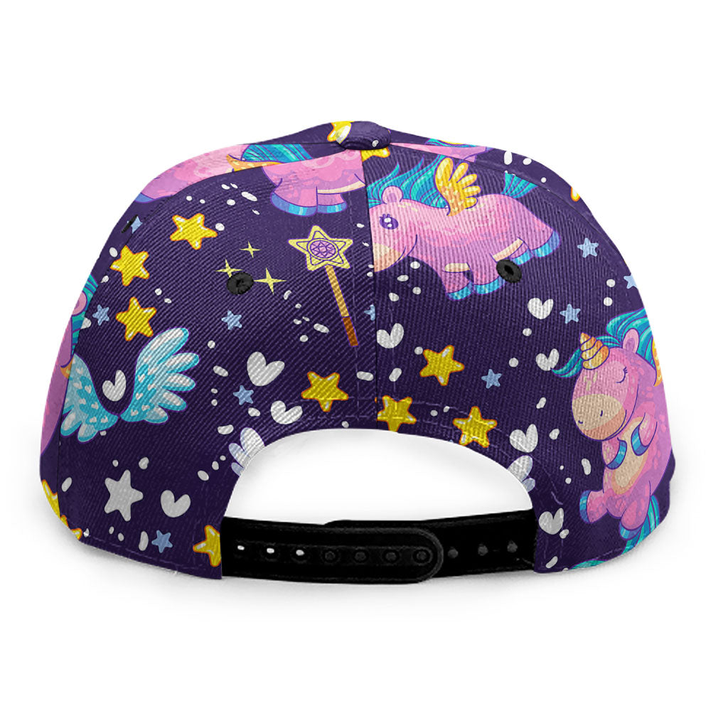 Cute Night Star Unicorn Pattern Print Snapback Cap