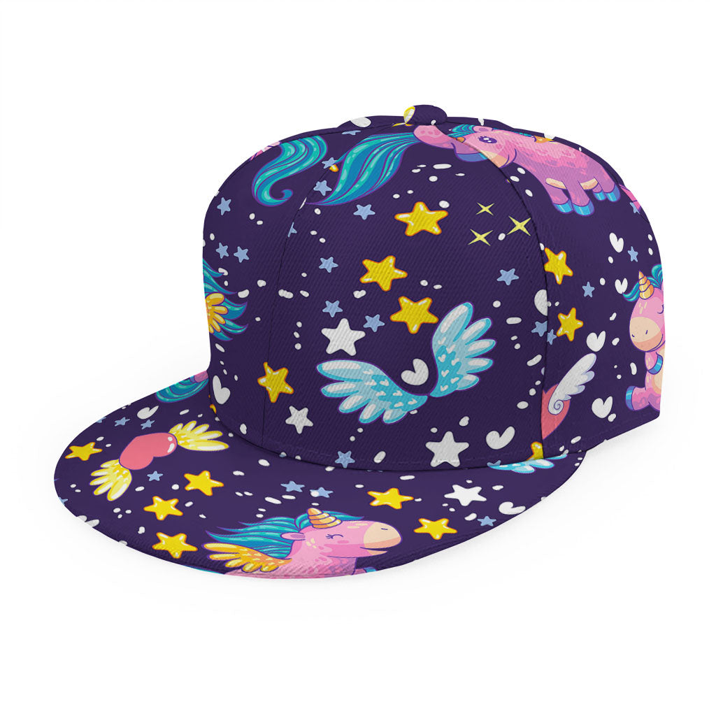 Cute Night Star Unicorn Pattern Print Snapback Cap