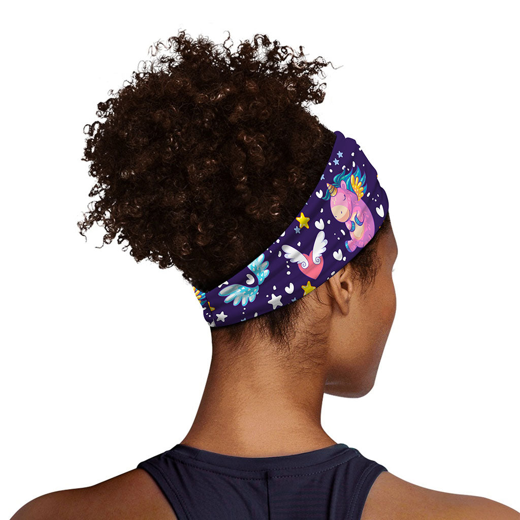 Cute Night Star Unicorn Pattern Print Sports Headband