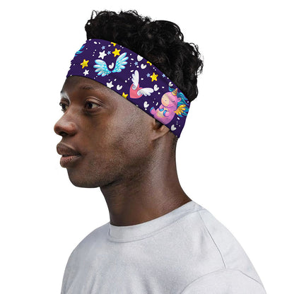 Cute Night Star Unicorn Pattern Print Sports Headband