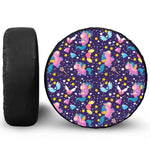 Cute Night Star Unicorn Pattern Print Tire Cover