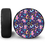 Cute Night Star Unicorn Pattern Print Tire Cover With Camera Hole