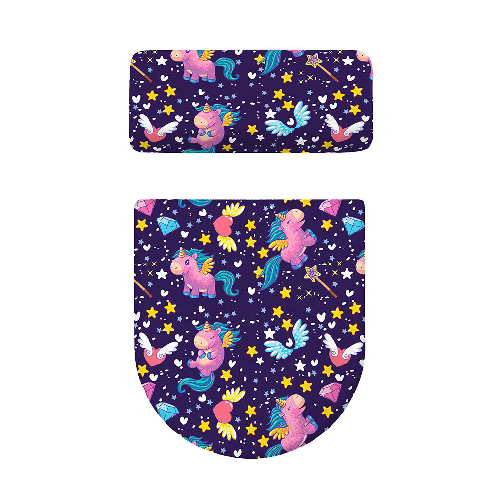 Cute Night Star Unicorn Pattern Print Toilet Lid And Tank Cover Set