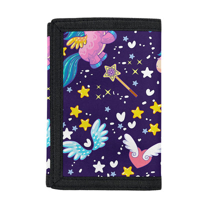 Cute Night Star Unicorn Pattern Print Trifold Wallet