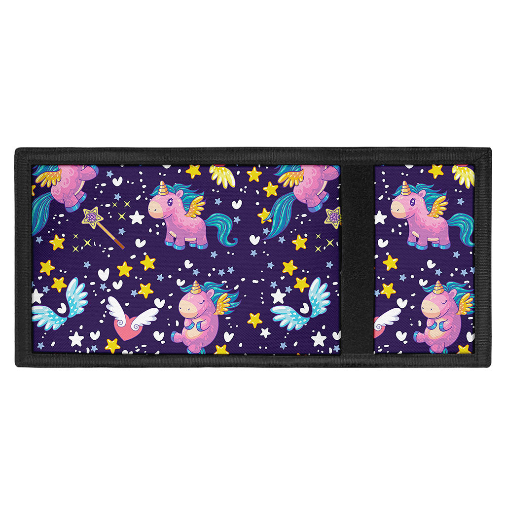 Cute Night Star Unicorn Pattern Print Trifold Wallet
