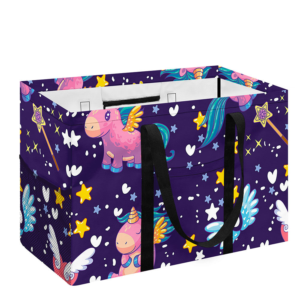 Cute Night Star Unicorn Pattern Print Utility Tote Bag