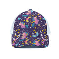 Cute Night Star Unicorn Pattern Print White Mesh Trucker Hat
