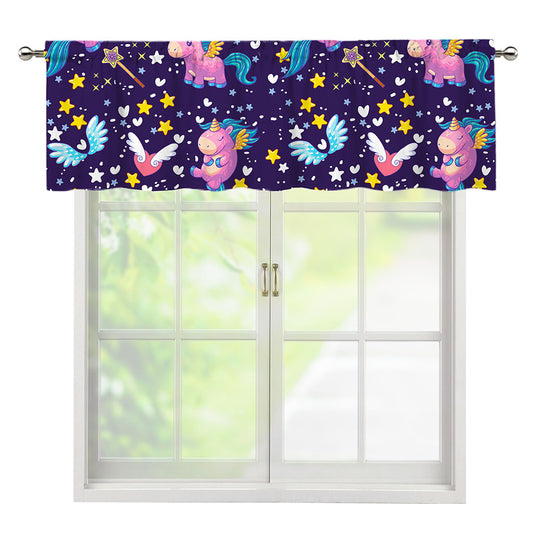 Cute Night Star Unicorn Pattern Print Window Valance