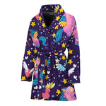 Cute Night Star Unicorn Pattern Print Women's Bathrobe