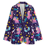 Cute Night Star Unicorn Pattern Print Women's Blazer