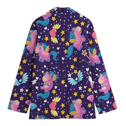 Cute Night Star Unicorn Pattern Print Women's Blazer