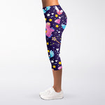 Cute Night Star Unicorn Pattern Print Women's Capri Leggings