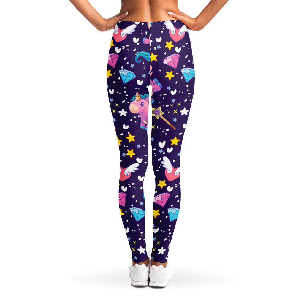 Cute Night Star Unicorn Pattern Print Women's Leggings