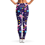 Cute Night Star Unicorn Pattern Print Women's Leggings