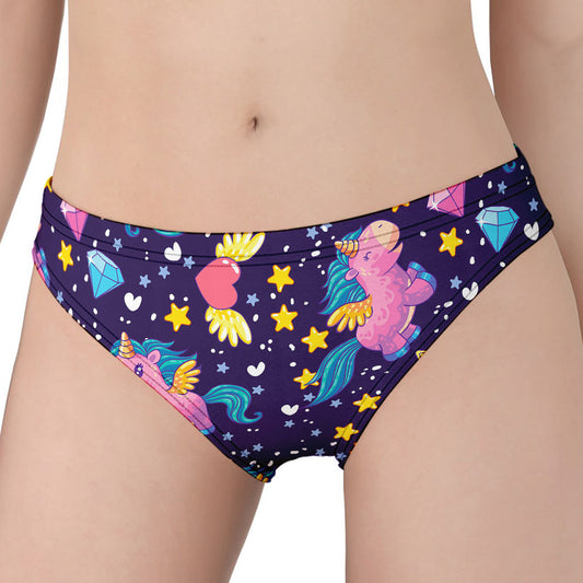 Cute Night Star Unicorn Pattern Print Women's Panties
