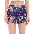 Cute Night Star Unicorn Pattern Print Women's Split Running Shorts