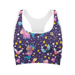 Cute Night Star Unicorn Pattern Print Women's Sports Bra
