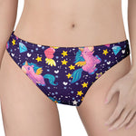 Cute Night Star Unicorn Pattern Print Women's Thong