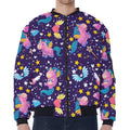 Cute Night Star Unicorn Pattern Print Zip Sleeve Bomber Jacket