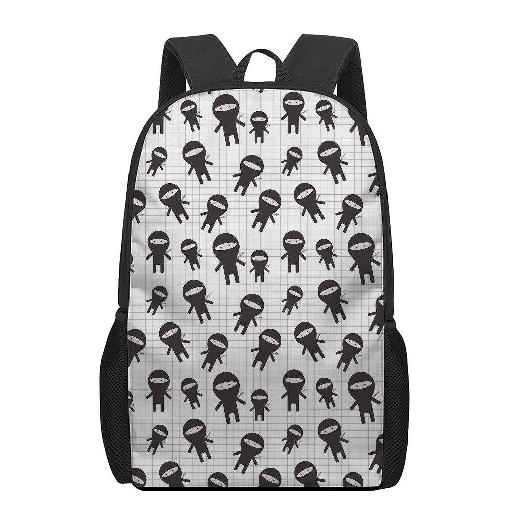 Cute Ninja Pattern Print 17 Inch Backpack