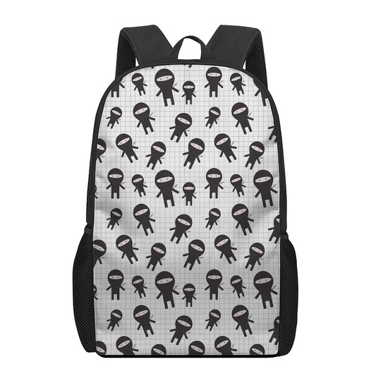 Cute Ninja Pattern Print 17 Inch Backpack