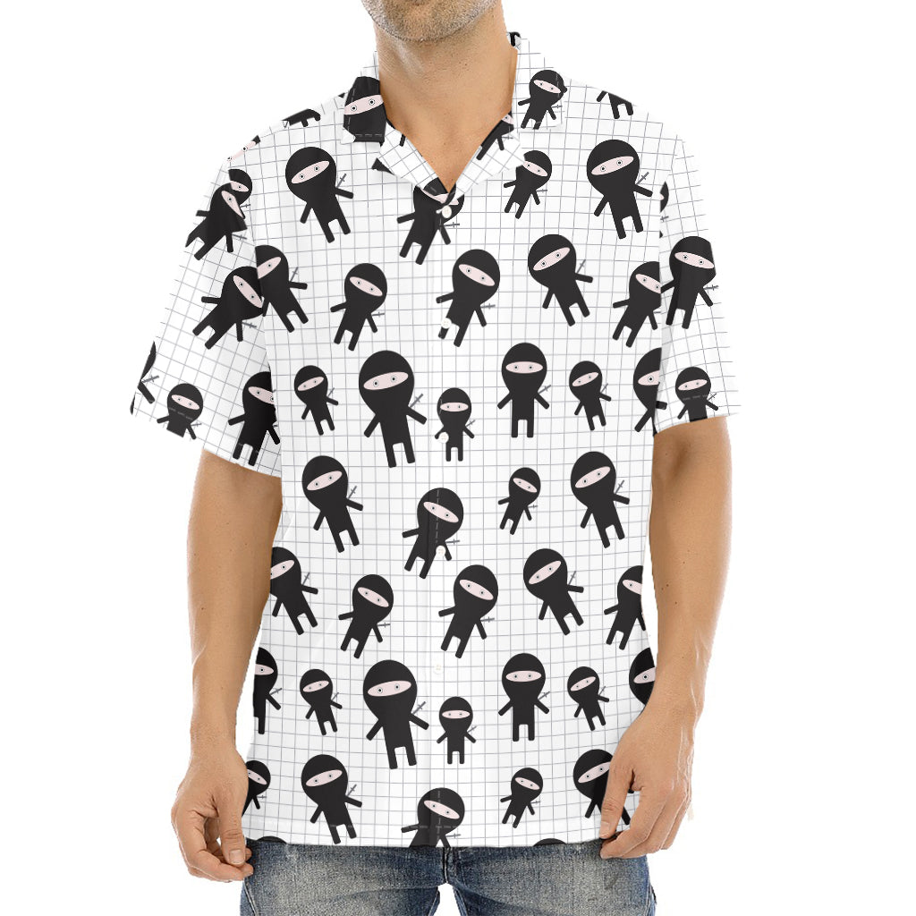 Cute Ninja Pattern Print Aloha Shirt