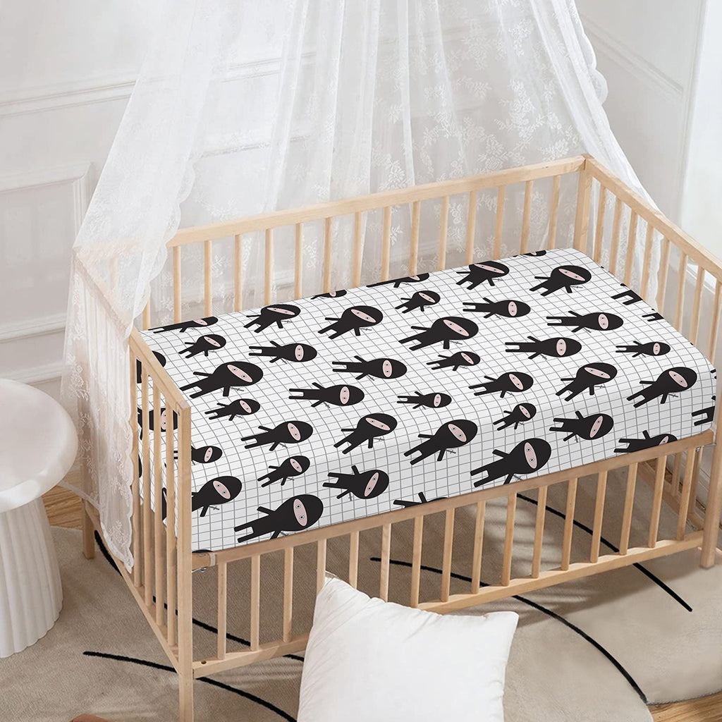 Cute Ninja Pattern Print Baby Crib Sheet