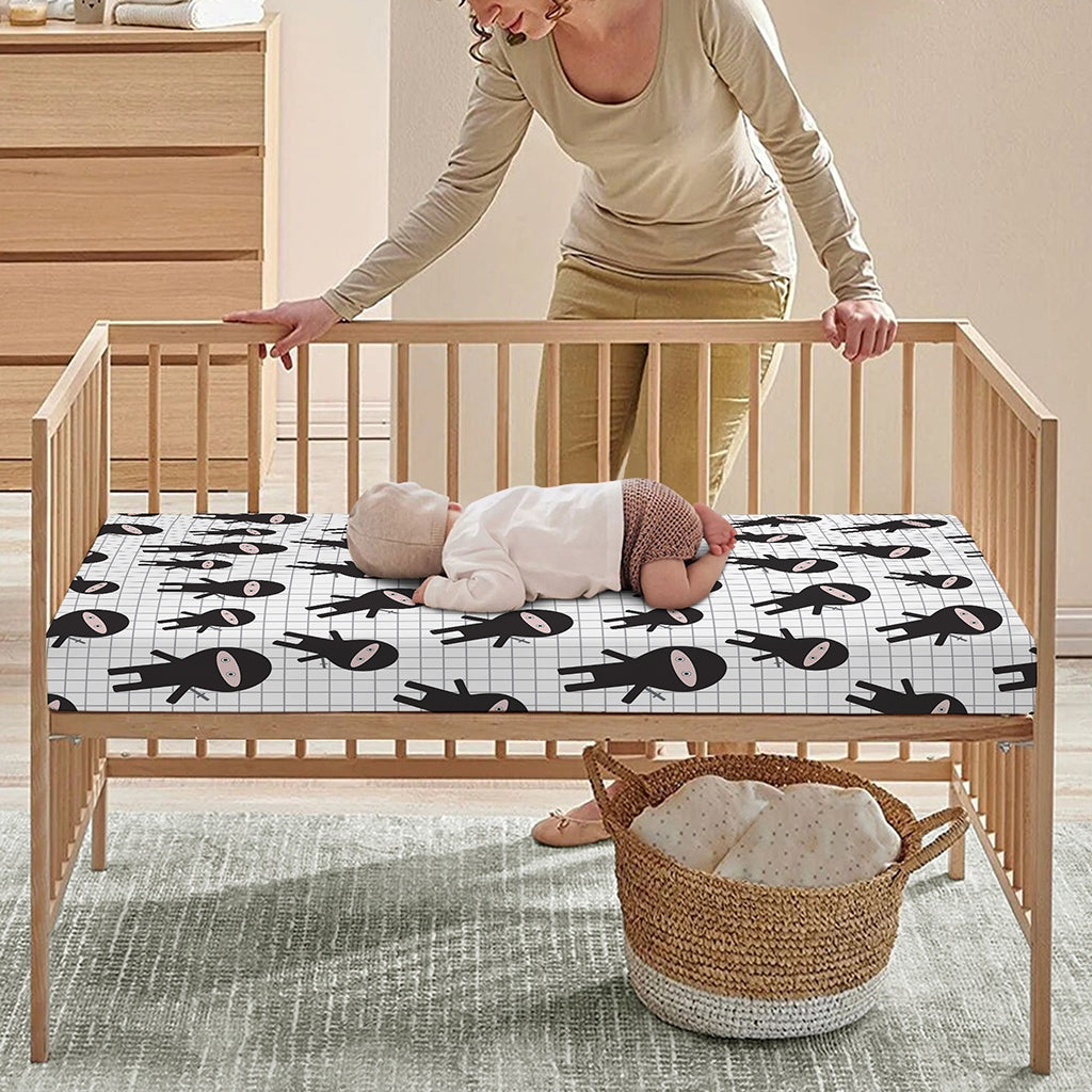 Cute Ninja Pattern Print Baby Crib Sheet