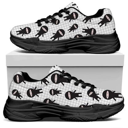 Cute Ninja Pattern Print Black Chunky Shoes
