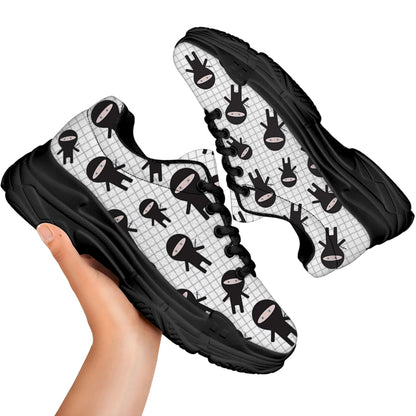 Cute Ninja Pattern Print Black Chunky Shoes