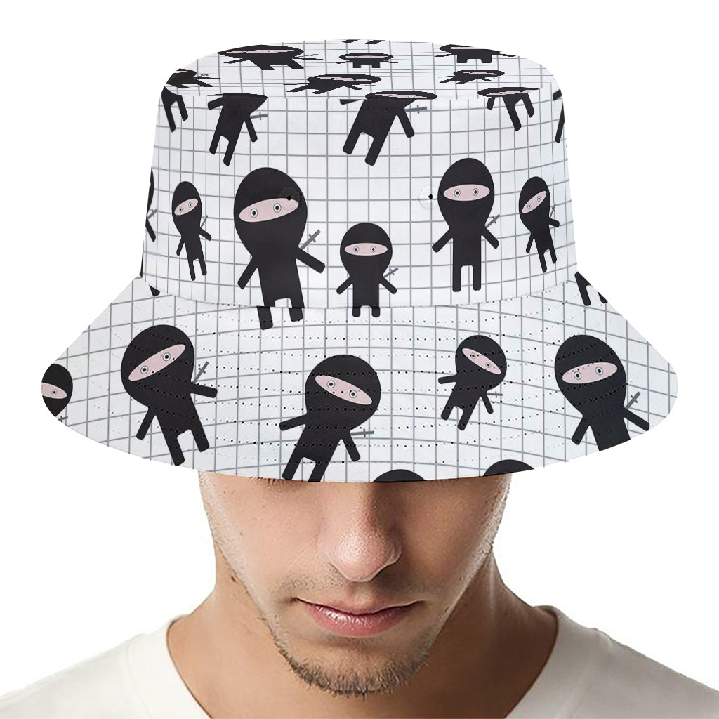 Cute Ninja Pattern Print Bucket Hat