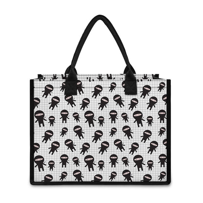 Cute Ninja Pattern Print Canvas Tote Bag