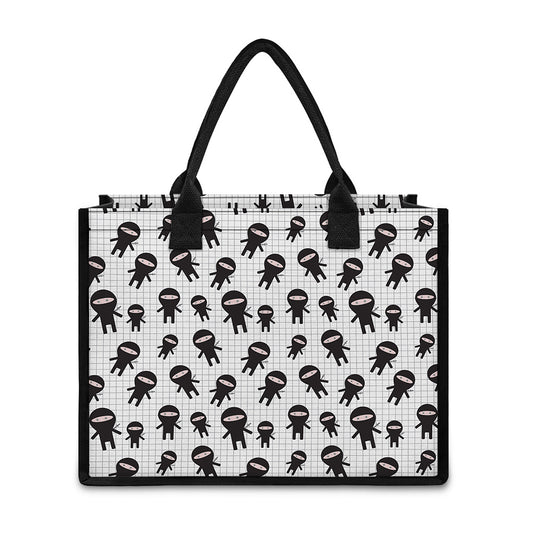 Cute Ninja Pattern Print Canvas Tote Bag