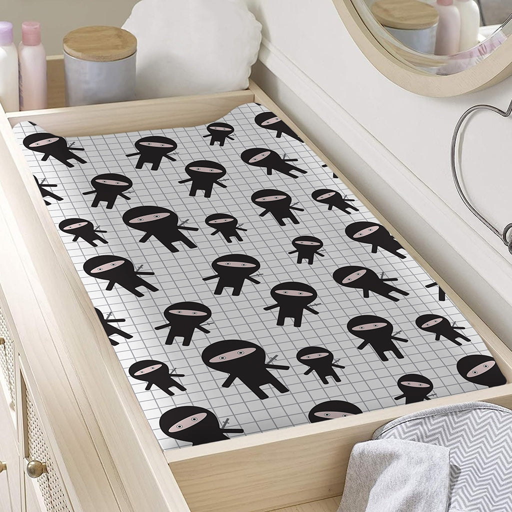 Cute Ninja Pattern Print Changing Pad Cover