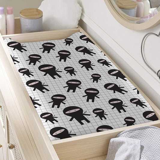 Cute Ninja Pattern Print Changing Pad Cover