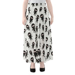 Cute Ninja Pattern Print Chiffon Maxi Skirt