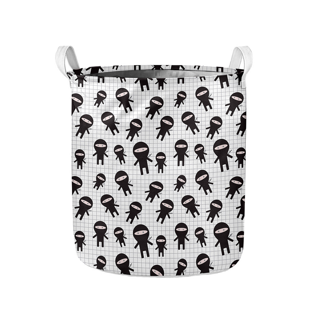 Cute Ninja Pattern Print Collapsible Laundry Basket